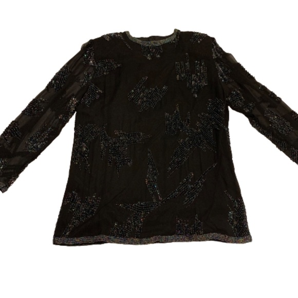 Vintage Odyssey silk and beaded blouse, Large - Picture 1 of 7
